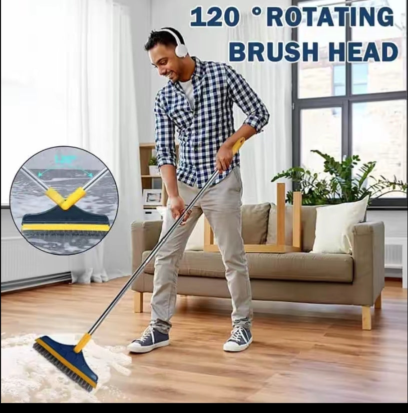 2 in 1 Bathroom Tiles Window Floor Cleaning Brush with 120° Rotatable Head, Multipurpose Bathroom Floor Cleaning Brush,Floor Brush Scrubber with Long Handle
