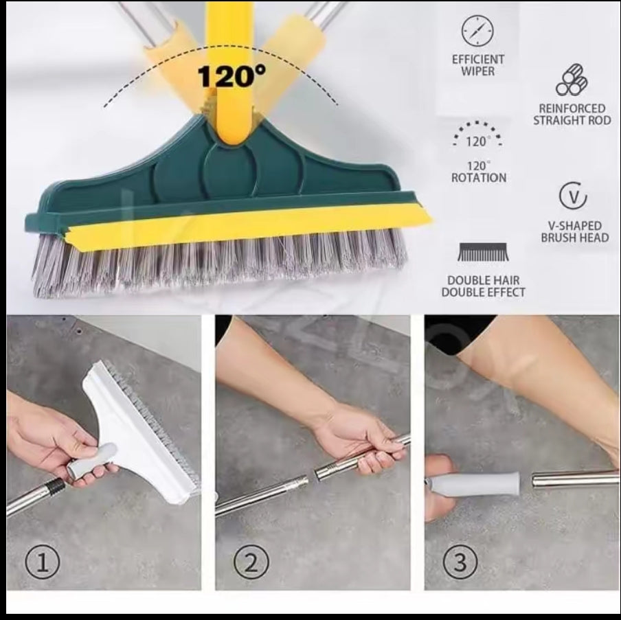 2 in 1 Bathroom Tiles Window Floor Cleaning Brush with 120° Rotatable Head, Multipurpose Bathroom Floor Cleaning Brush,Floor Brush Scrubber with Long Handle