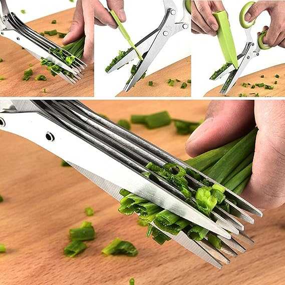 5-Layer Herb Scissors – Multifunctional Stainless Steel Vegetable Cutter