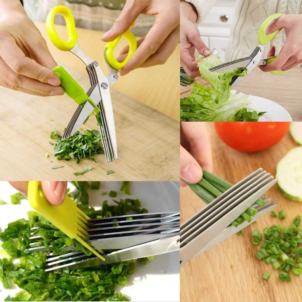 5-Layer Herb Scissors – Multifunctional Stainless Steel Vegetable Cutter